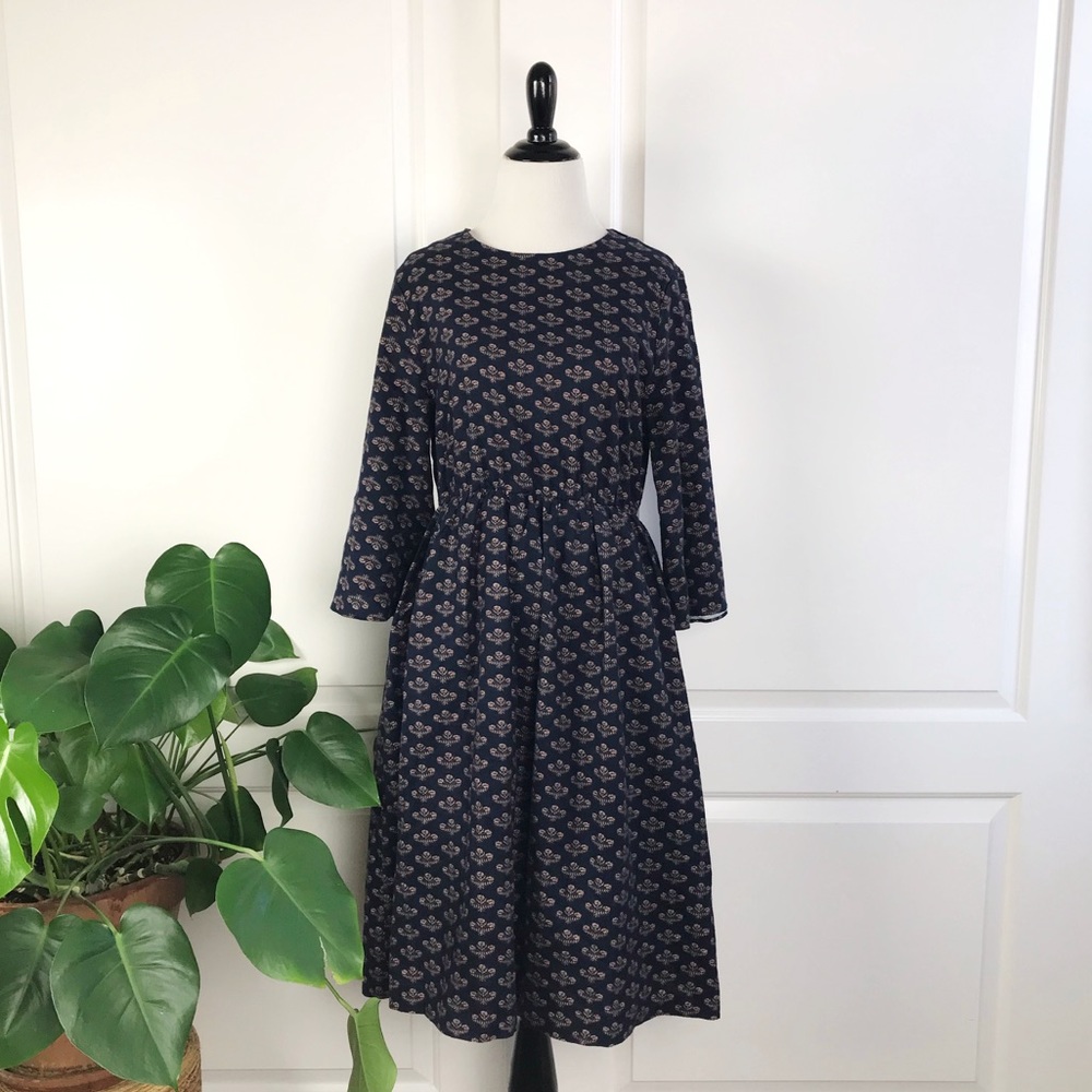 Victorian Floral Print Bell Sleeve Dress